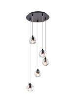  3505G12BK - Eren 5 Lights Black Pendant