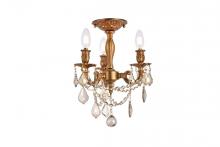  9203F13FG-GT/RC - Rosalia 3 Light French Gold Flush Mount Golden Teak (Smoky) Royal Cut Crystal