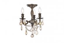  9203F13PW-GT/RC - Rosalia 3 Light Pewter Flush Mount Golden Teak (Smoky) Royal Cut Crystal