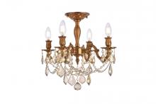  9204F17FG-GT/RC - Rosalia 4 Light French Gold Flush Mount Golden Teak (Smoky) Royal Cut Crystal