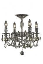  9204F17PW-GT/RC - Rosalia 4 Light Pewter Flush Mount Golden Teak (Smoky) Royal Cut Crystal