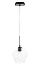  LD2256BK - Gene 1 Light Black and Clear Glass Pendant