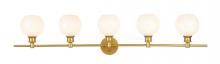  LD2327BR - Collier 5 Light Brass and Frosted White Glass Wall Sconce