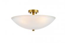  LD2349BR - Jeanne 3 Lights Brass and White Glass Flush Mount