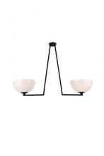  LD2350BK - Jeanne 2 Lights Black and White Glass Flush Mount