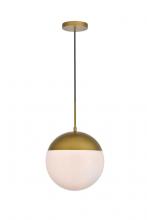 Elegant LD6042BR - Eclipse 1 Light Brass Pendant With Frosted White Glass