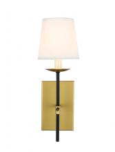 Elegant LD6102W4BRBK - Eclipse 1 light Brass and Black and White shade wall sconce