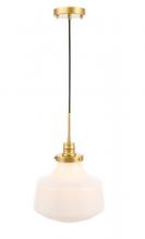  LD6263BR - Lyle 1 Light Brass and Frosted White Glass Pendant