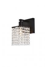 Elegant LD7006BK - Phineas 1 light bath sconce in black with clear crystals