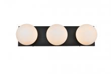  LD7303W22BLK - Jaylin 3 Light Black and Frosted White Bath Sconce