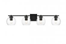 Elegant LD7311W34BLK - Juelz 4 light Black and Clear Bath Sconce