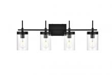  LD7319W32BLK - Benny 4 Light Black and Clear Bath Sconce