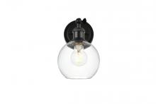 Elegant LD7325W6BLK - Kai 1 light Black and Clear Bath Sconce