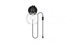  LD7330W6BLK - Wesson 1 Light Black and Clear Plug in Wall Sconce