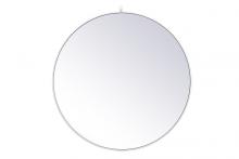  MR4739WH - Metal Frame Round Mirror with Decorative Hook 39 Inch in White