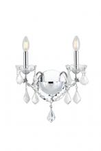  V2015W2C/RC - St. Francis 2 Light Chrome Wall Sconce Clear Royal Cut Crystal