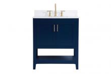  VF16030BL-BS - 30 Inch Single Bathroom Vanity in Blue with Backsplash