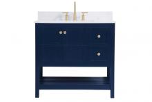  VF16436BL-BS - 36 Inch Single Bathroom Vanity in Blue with Backsplash