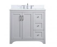  VF17036GR-BS - 36 Inch Single Bathroom Vanity in Grey with Backsplash