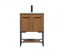  VF42524WB - 24 Inch Single Bathroom Vanity in Walnut Brown