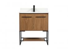  VF42530WB-BS - 30 Inch Single Bathroom Vanity in Walnut Brown with Backsplash