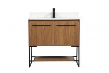  VF42536WB-BS - 36 Inch Single Bathroom Vanity in Walnut Brown with Backsplash