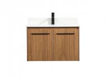  VF44530WB-BS - 30 Inch Single Bathroom Vanity in Walnut Brown with Backsplash