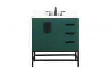  VF48832MGN-BS - 32 Inch Single Bathroom Vanity in Green with Backsplash