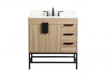  VF48832MW-BS - 32 Inch Single Bathroom Vanity in Mango Wood with Backsplash