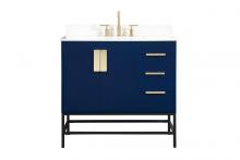  VF48836MBL-BS - 36 Inch Single Bathroom Vanity in Blue with Backsplash