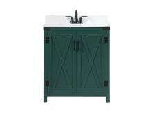  VF90230MGN-BS - 30 Inch Single Bathroom Vanity in Green with Backsplash