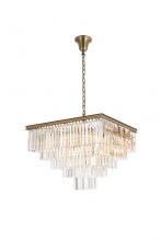  1201S34SG/RC - Sydney 34 Inch Square Crystal Chandelier in Satin Gold