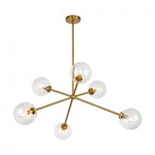  CH549640AGCL - Cassia 40-in Aged Brass/Clear Glass 6 Lights Chandelier