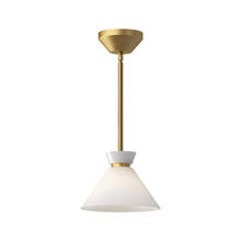  PD470108BGGO - Halston 8-in Brushed Gold/Glossy Opal Glass 1 Light Pendant