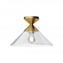  SF521012BGCL - Mauer 12-in Brushed Gold/Clear Glass 1 Light Semi Flush Mount