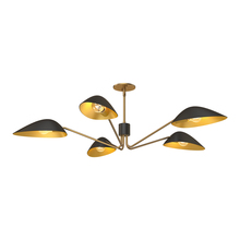  PD550545MBAG - Oscar 46-in Aged Gold/Matte Black 5 Lights Pendant