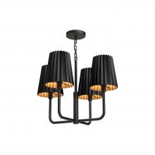  CH528423MB - Plisse 23-in Matte Black 4 Lights Chandeliers