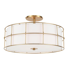  ALC-163SF-AGB - 3 Light Incandescent Aged Brass Semi-Flush Mount Fixture w/White Shade