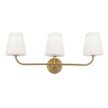  ELN-213W-AGB-WH - 3 Light Incandescent Vanity Aged Brass with White Opal Glass