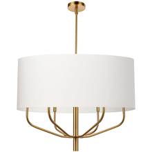  ELN-306C-AGB-790 - 6 Light Incandescent Pendant, Aged Brass w/ White Fabric Shade