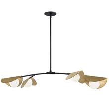 Dainolite EMM-414HP-MB-AGB - 4 Light Halogen Horizontal Pendant Matte Black / Aged Brass with White Glass