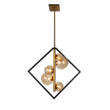  GLA-215P-MB-VB - 5 Light Pendant, Matte Black / Vintage Bronze Finish, Champagne Glass