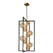  GLA-309P-MB-VB - 9 Light Pendant, Matte Black / Vintage Bronze Finish, Champagne Glass