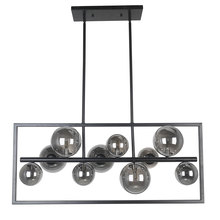  GLA-3310HP-MB - 10 Light Halogen Horizontal Pendant Matte Black Finish with Smoked Glass