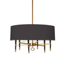  LAN-246C-VB-BK - 6LT Incandescent Chandelier, VB w/ Blk Shade