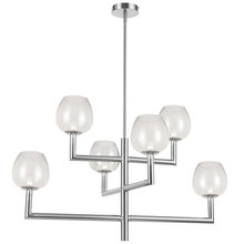  NOR-326C-PC-CLR - 6LT Chandelier,  PC w/ CLR Glass