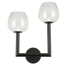  NOR-R-112W-MB-CLR - 2 Light Incandescent Wall Sconce, Matte Black w/ Clear Glass