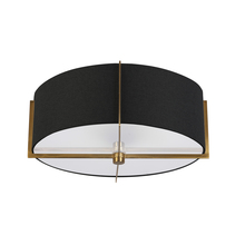  PST-153SF-AGB-BK - 3 Light Incandescent Semi-Flush Mount, Aged Brass with Black Shade