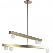  RAL-306C-AGB - 6LT Chandelier, AGB w/ Frosted Glass