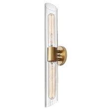  SAM-252W-AGB - 2 Light Aged Brass Vanity w/ Clear Fluted Glass